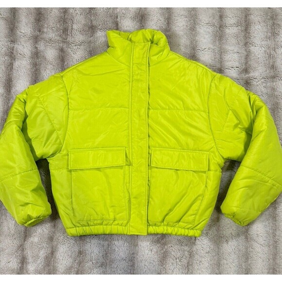 New Look Bright Green Puffer Jacket - Juniors Small - Picture 1 of 11